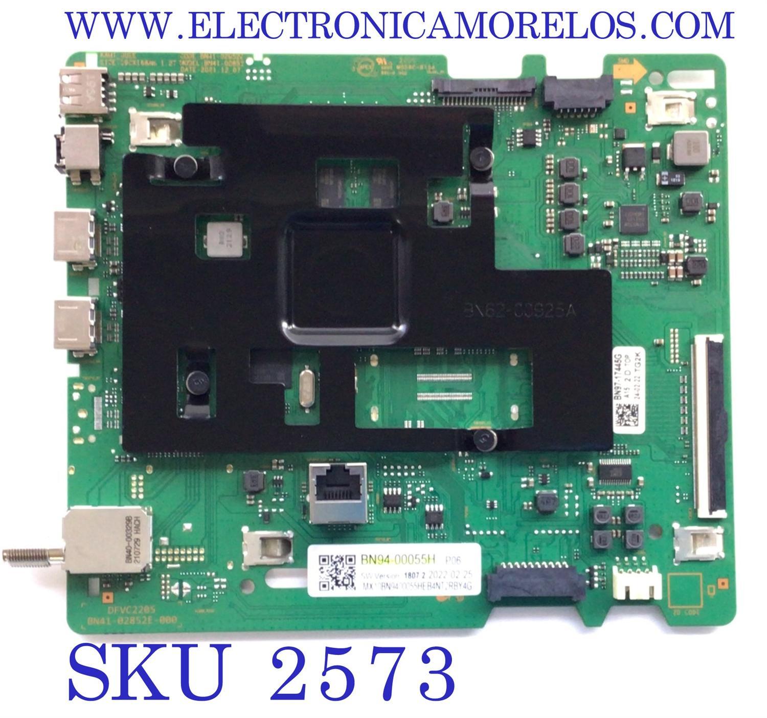 MAIN PARA SMART TV SAMSUNG 4K RESOLUCION (3840 x 2160) / NUMERO DE PARTE BN94-00055H / BN41-02852E / BN9400055H / 00055H / BN97-17445G / PANEL CY-BT082HGNV3H / DISPLAY BN96-50410A / BN9650410A / MODELO UN82TU7000FXZA DA07